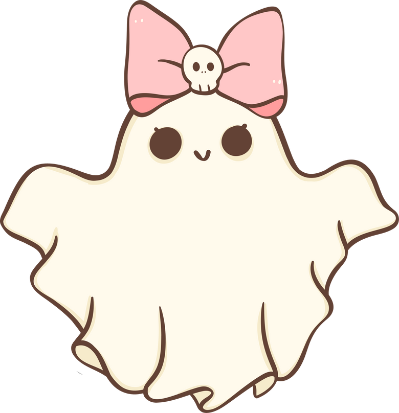 Cute pink Halloween ghost girl cartoon doodle